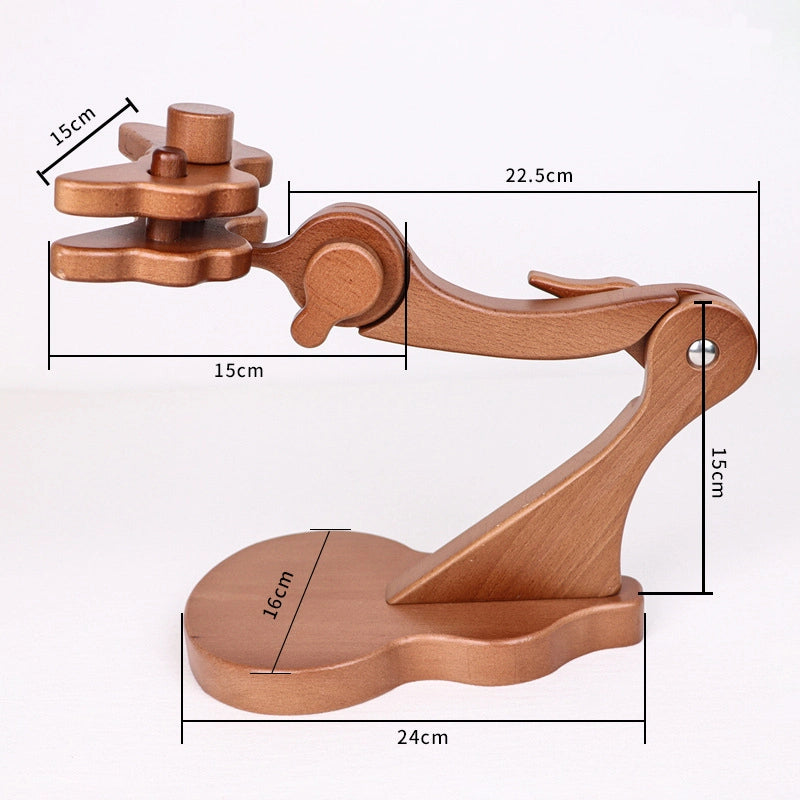 Wooden stand with measurements on a white background