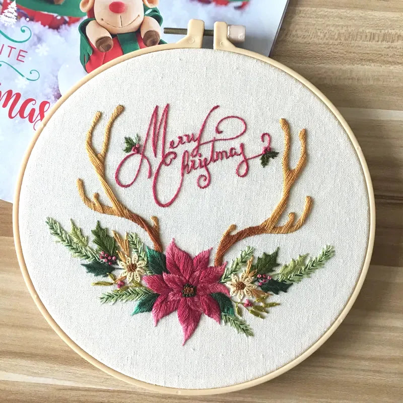 Embroidery Kit for Beginners - DIY Christmas Wreath