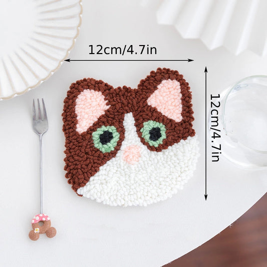 Cat-shaped decorative item with dimensions on a white background