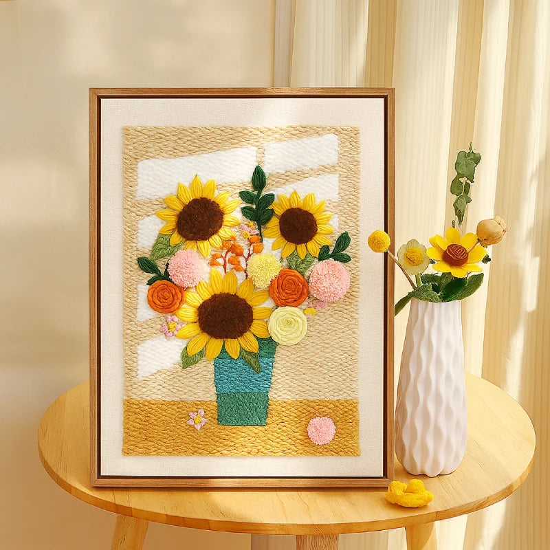 Decorative Christmas tree with colorful pom-poms on a white background