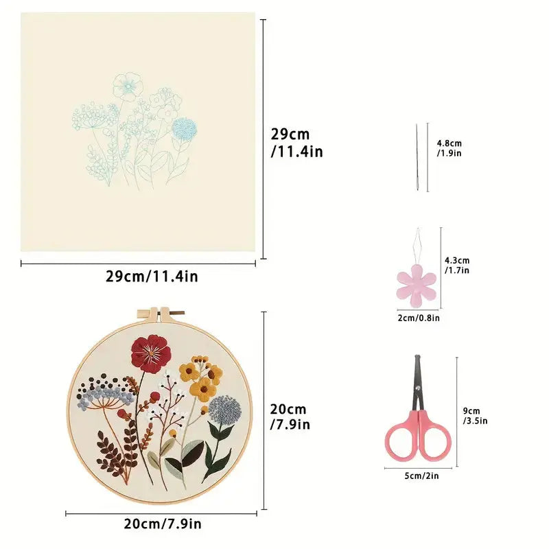 4pcs Floral Embroidery Kits