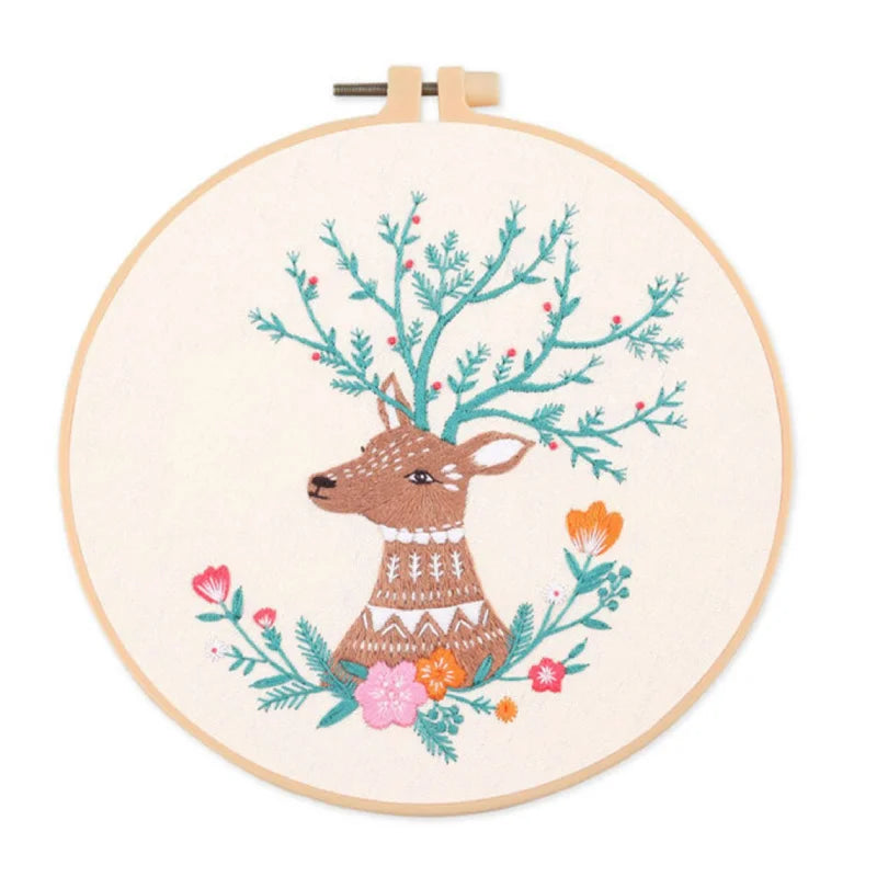 Beginner needlepoint craft kit – animal stitching pattern on fabric