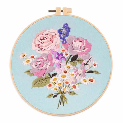 embroidery hoop with flower pattern close-up