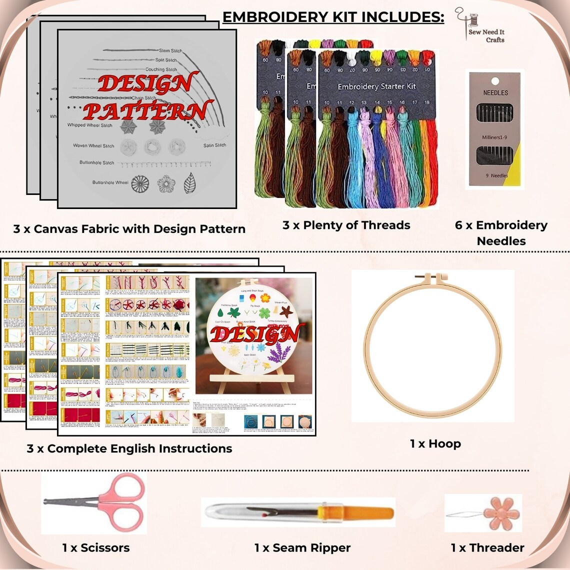 3Piece Beginner Embroidery Kit